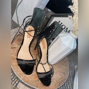 Reed Krakoff Snake Print Leather Ankle Wrap Heels